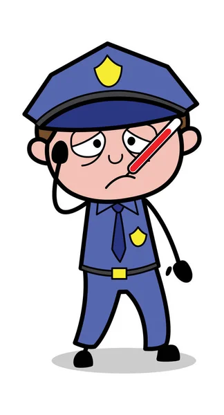 Onwel-retro COP politieagent vector illustratie — Stockvector