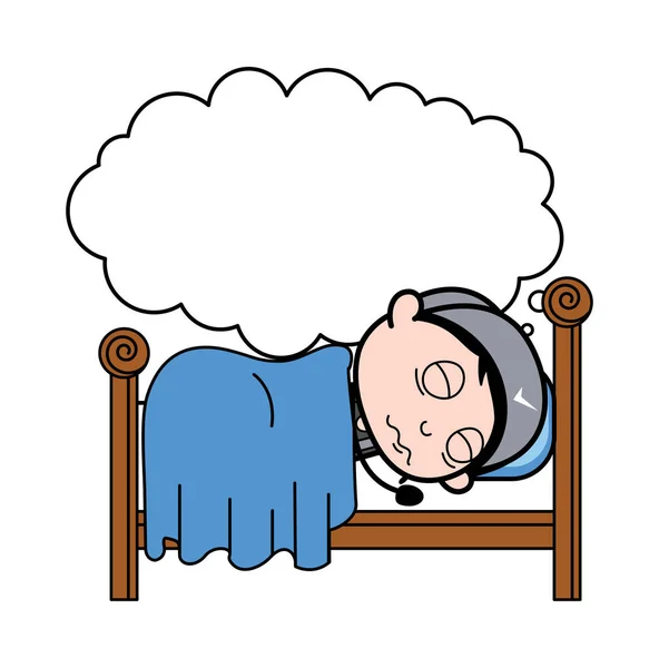 Dormire e sognare - Retro Riparatore Cartoon Worker Vector Il — Vettoriale Stock