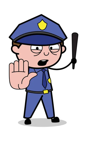 Showing Hand to Stop - Retro Cop Policeman Vector Illustration — Stock Vector