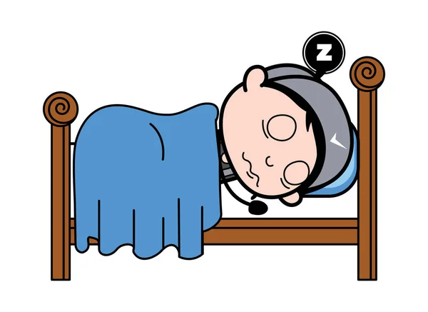 Dormir y roncar - Retro reparador de dibujos animados trabajador Vector Enfermo — Archivo Imágenes Vectoriales
