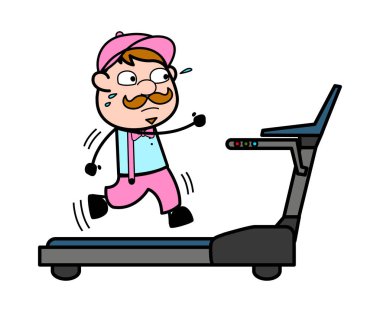 Koşu Bandı üzerinde Jogging - Retro Teslimat Man Satıcı Vektör Illustra