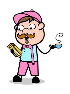 Bir Fincan Çay Tutmak ve Kitap Aramak - Retro Delivery Man V