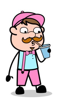 Susuz Adam İçme Suyu - Retro Delivery Man Satıcı Vektör Il