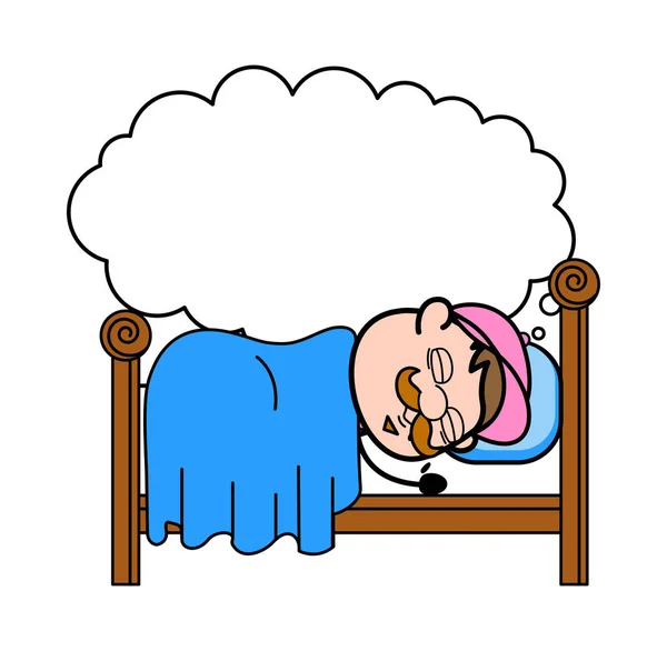 Sleeping and Dreaming Retro Delivery Man Vendor Vector Illustr (dalam bahasa Inggris). - Stok Vektor