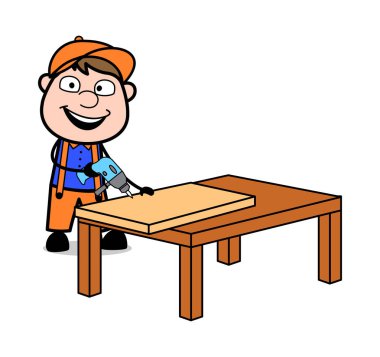 Sondaj Makinesi ile Bir Gemide Delik Yapma - Retro Cartoon C