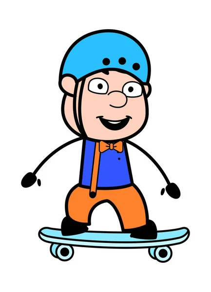 Skateboarding - Retro Cartoon Carpenter Trabalhador Vector Illustrati — Vetor de Stock