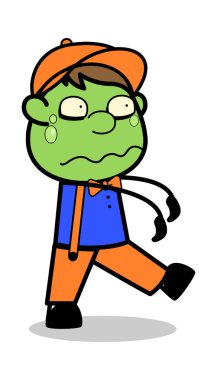 Zombi - Retro Karikatür Marangoz İşçi Vektör İllüstrasyon