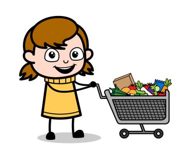 Marketalışveriş - Retro Karikatür Kız Teen Vector İllüstrasyon