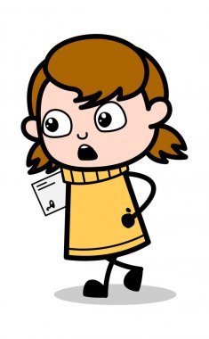 Dosya ile Acele Going - Retro Karikatür Kız Teen Vector Illust