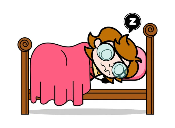 Dormindo e ronco - Adolescente Cartoon inteligente menina vetor —  Vetores de Stock