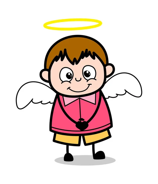 Angel Kid - Illustration vectorielle de gros garçon de bande dessinée adolescent — Image vectorielle