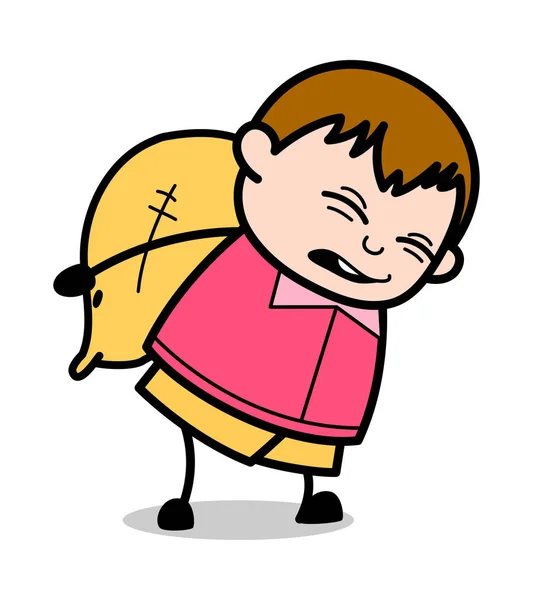 Hält eine schwere Last auf dem Rücken - Teenager Cartoon fat boy Vektor i — Stockvektor