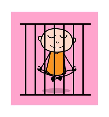 Meditasyon - Karikatür hırsız suç Guy Vektör İllüstrasyon