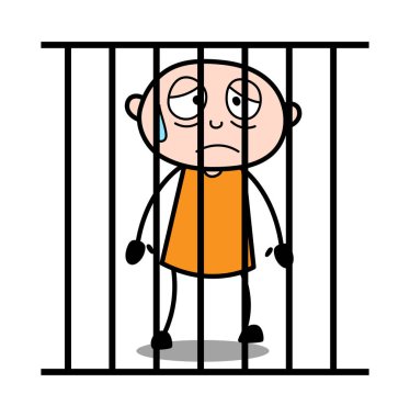Üzgün Mahkum - Karikatür hırsız suç Guy Vektör İllüstrasyon