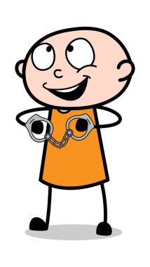 Joyful Prisoner - Karikatür hırsız suç Guy Vektör İllüstrasyon