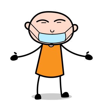 Yüzünde Maske ile Açık Eller - Karikatür hırsız suç Guy Vector