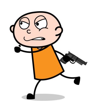 Silahlı Saldırganlık Koşu - Karikatür hırsız suç Guy Vect