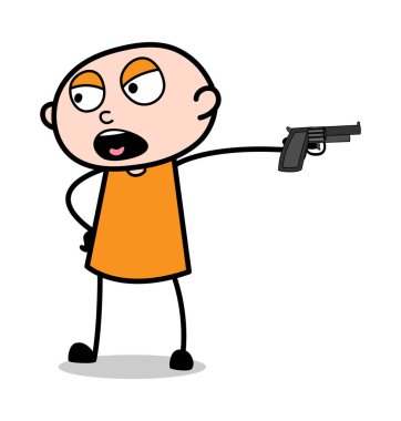 Silah ile Cruel Thief - Karikatür hırsız suç Guy Vector Illustr