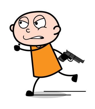 Acele Acele Silah ile Running - Karikatür hırsız suç Guy Vector Il