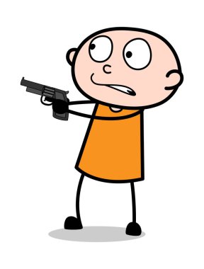 Bir Silah Holding - Karikatür hırsız suç Guy Vector İllüstrasyon