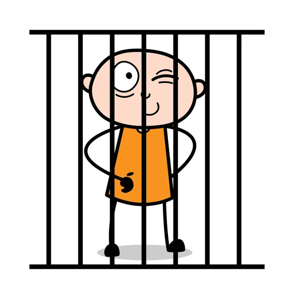 Naughty Prisoner Winking Eye - Cartoon thief criminal Guy Vector — Stock Vector