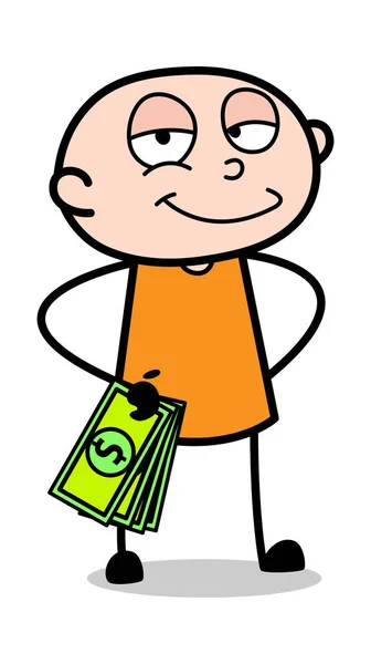 Detener el dinero y sonreír - Ladrón de dibujos animados criminal Guy Vector Il — Vector de stock