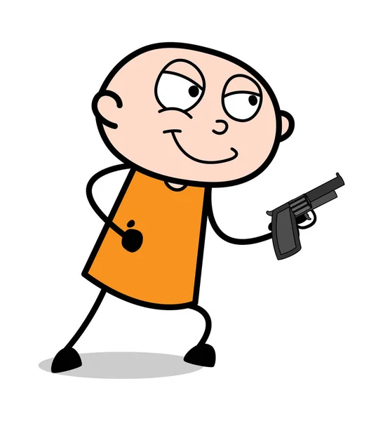 Running Pose with Gun - Criminoso ladrão de desenhos animados Guy Vector Illust — Vetor de Stock