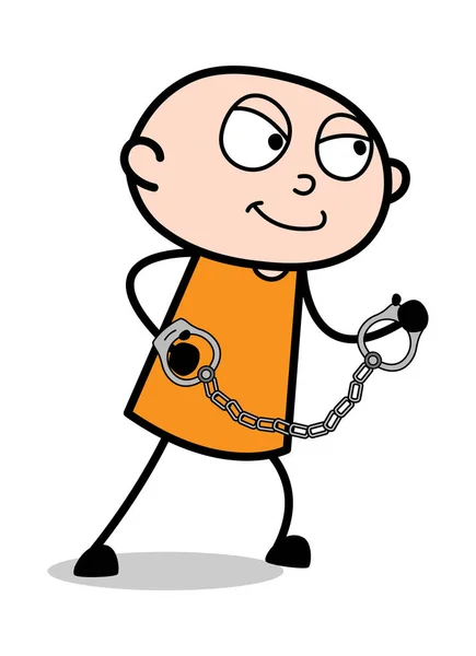 Prisioneiro pronto para correr com algemas - Criminoso ladrão de desenhos animados Gu — Vetor de Stock