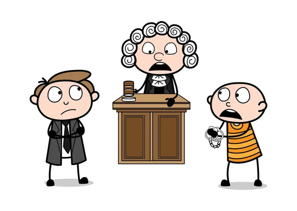 Ladrón solicitando permiso frente al juez y abogado Vector I — Vector de stock