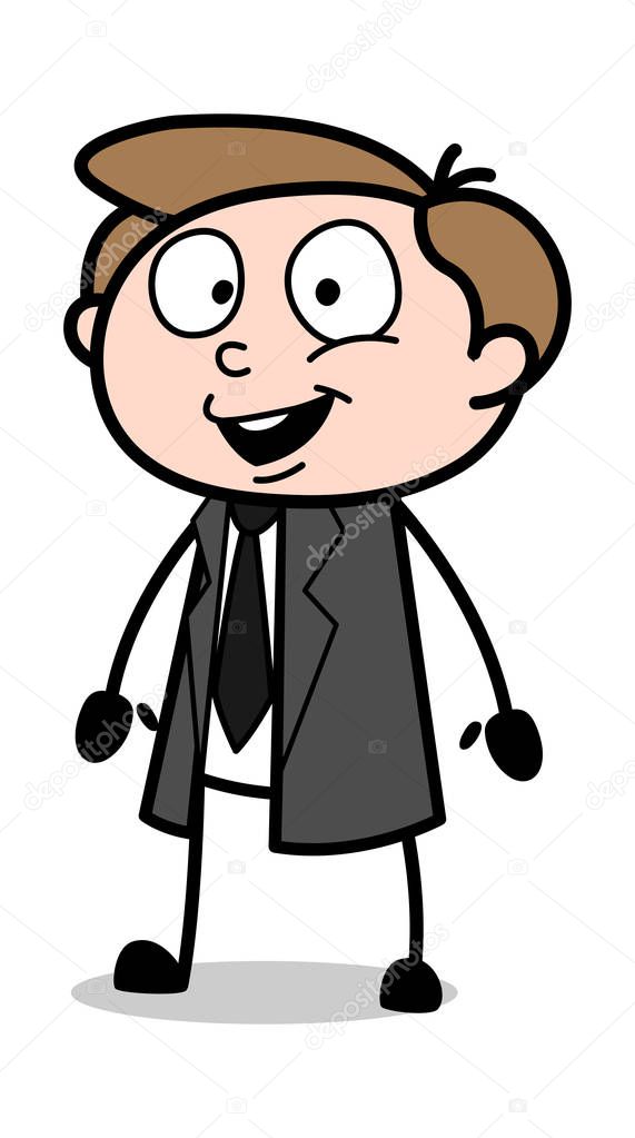 A Cartoon Lawyer Standing and Smiling Vector Illustration