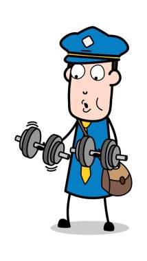 Spor Salonu Yapma - Retro Postacı Karikatür Kurye Guy Vector Illustratio