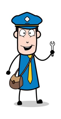 Gösteren Araç - Retro Postacı Karikatür Kurye Guy Vector Illustra