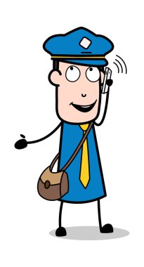 İletişim - Retro Postacı Karikatür Kurye Guy Vektör Illustr