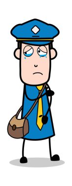 Hurt - Retro Postacı Karikatür Kurye Guy Vektör İllüstrasyon