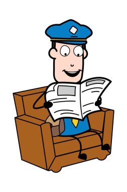 Okuma Gazetesi - Retro Postacı Karikatür Kurye Guy Vector Ill