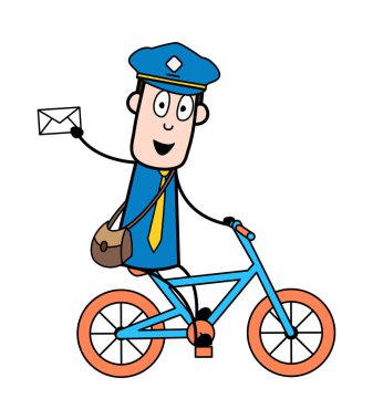 Gösteren Mektup - Retro Postacı Karikatür Kurye Guy Vektör Illust