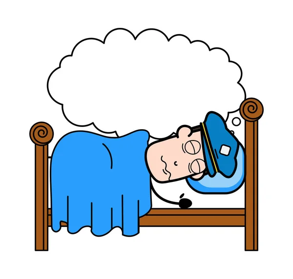 Dormindo e Sonhando - Carteiro retro Cartoon Courier Guy Vector — Vetor de Stock