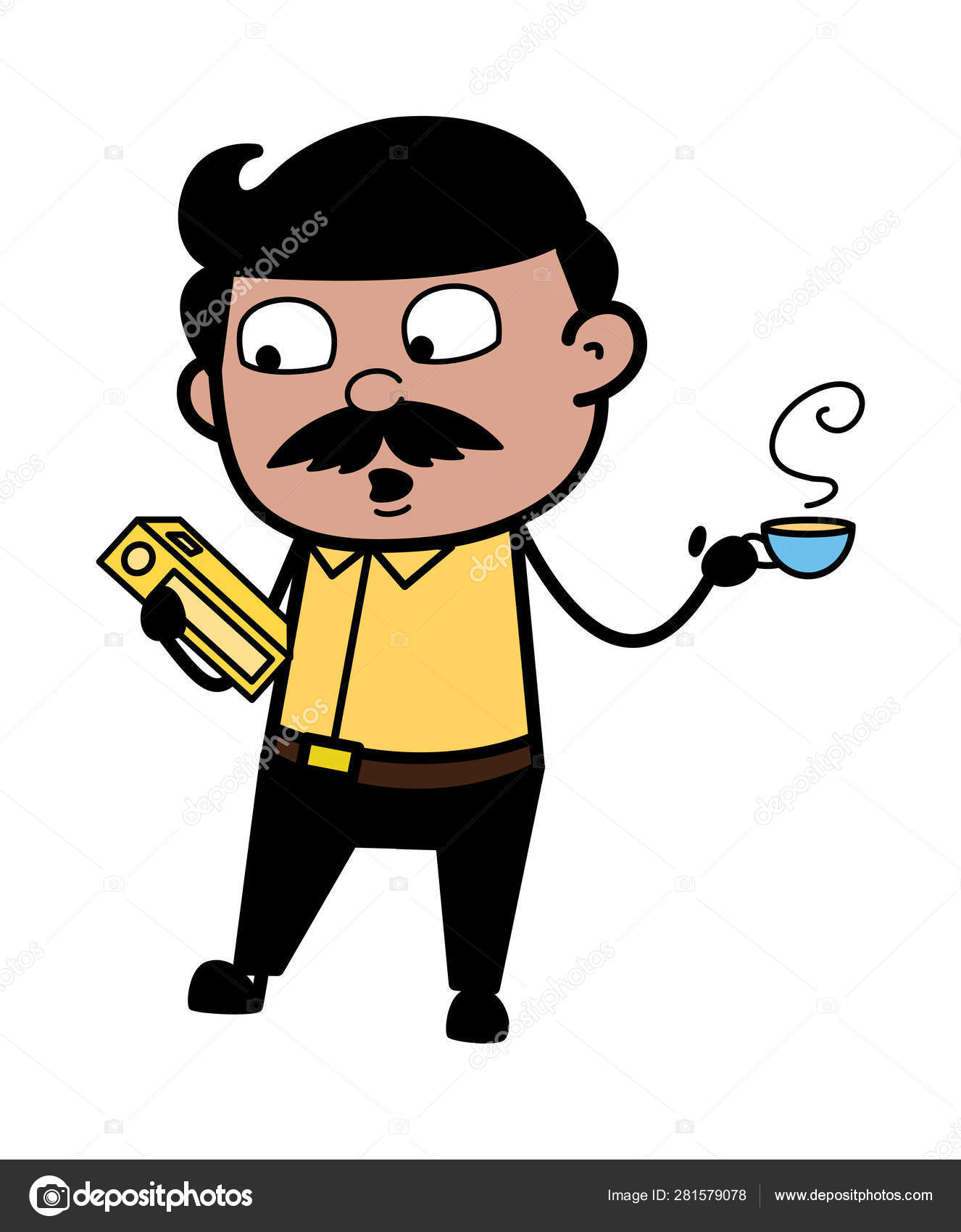 Holding a Tea and Searching a File - Indian Cartoon Man Father V Stock  Vector Image by ©lineartist #281579078