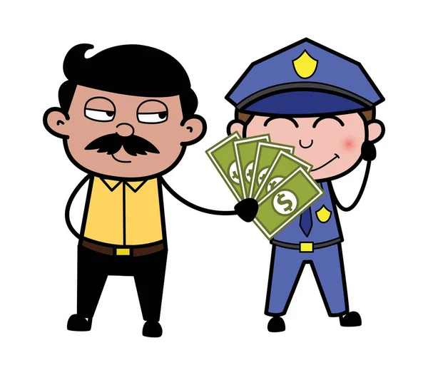 Oferecendo propina a um policial - Indian Cartoon Man Father V —  Vetores de Stock