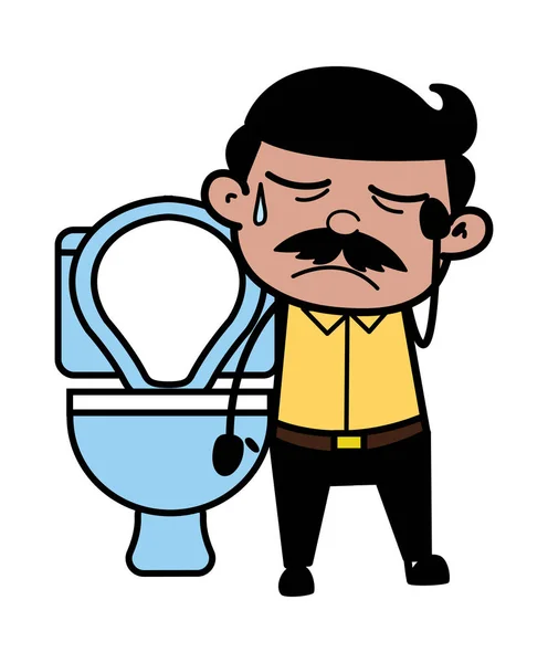 Obstipação - Indiano Cartoon Man Pai Vector Ilustração — Vetor de Stock