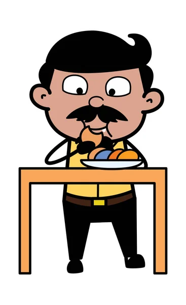 Jídlo pro svačinu – indický kreslený muž vektorový obrázek — Stockový vektor