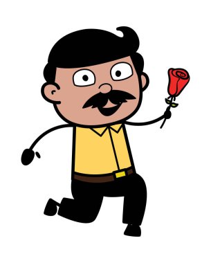 Öneren ve Sunan Rose - Hint Karikatür Adam Baba Vektör
