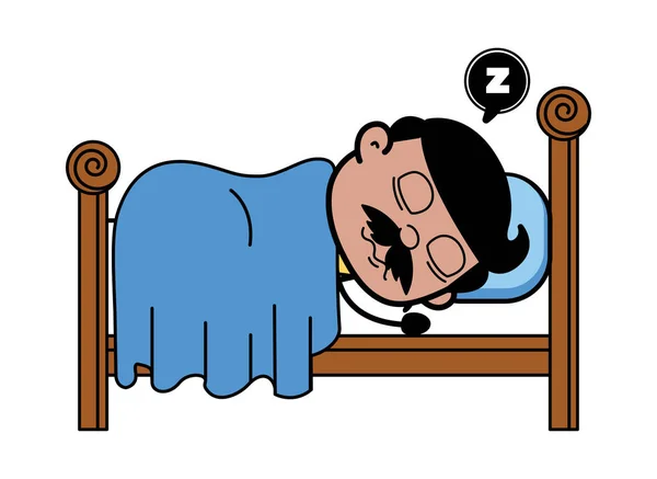 Dormir y roncar - Indian Cartoon Man Padre Vector Illustra — Archivo Imágenes Vectoriales