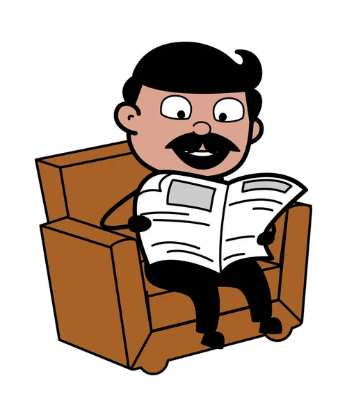 Periódico de lectura - Dibujos animados de la India Padre Vector Illustratio — Vector de stock