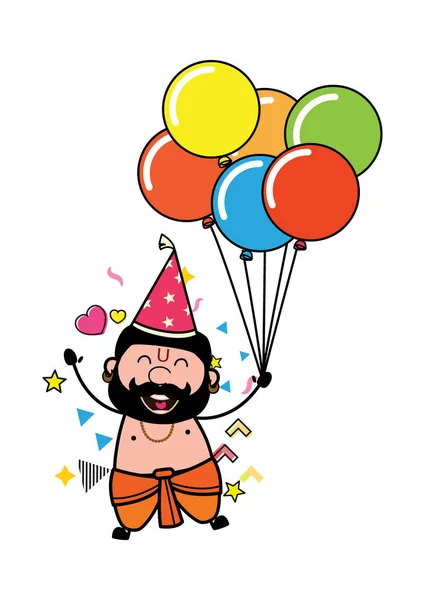 Cartoon Pandit Met Ballonnen — Stockvector