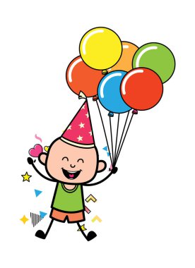 Balon tutan keltoş çocuk.