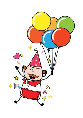Balon tutan karikatür işadamı