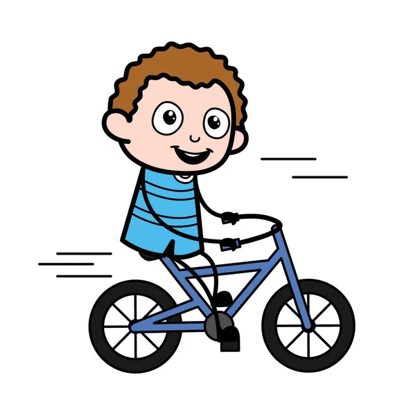Cartoon Kid Reiten Fahrrad — Stockvektor