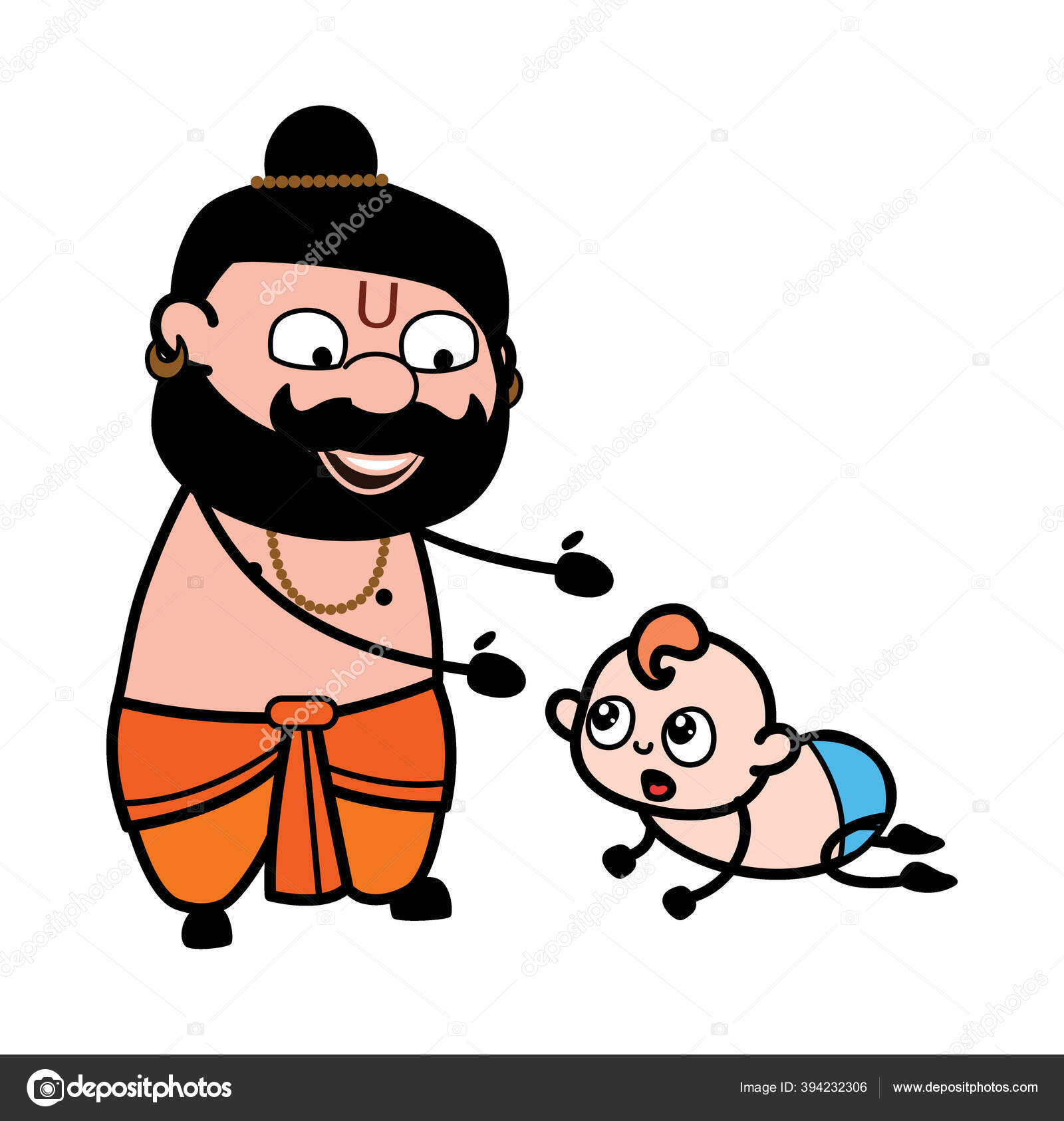 Desenhos Animados Pandit Com Crowling Baby imagem vetorial de © lineartist #394232306 Desenhos Animados Pandit Com Crowling Baby imagem vetorial de © lineartist #394232306