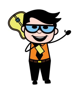 Çizgi film İşadamı Gitar Tutuyor